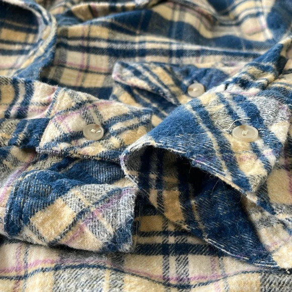 Sanctuary Flannel button down Shirt  Women small Blue Plaid Cotton - Picture 4 of 12